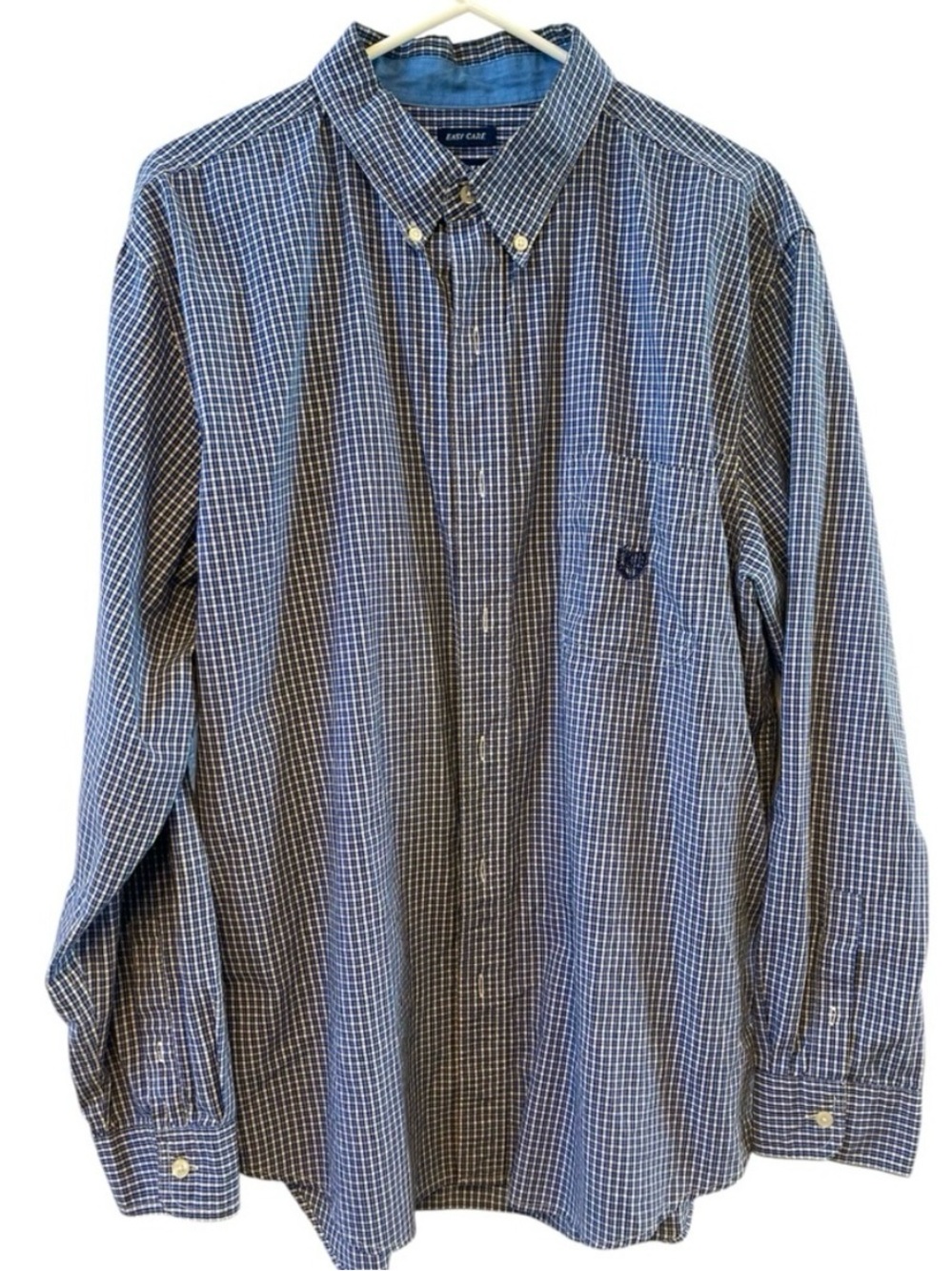 Chaps Easy Care Blue Plaid Button Down Shirt Men’s XL